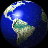 A sequence of nine Earth globe views arranged in a , each showing different continental perspectives with blue oceans and green-brown landmasses against a black background