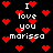 Black background with red pixelated hearts and white text reading "I love you marissa" repeated across the image.