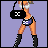 Animated contact sheet of 24 frames showing a cartoon woman with blonde hair, black boots, and blue shorts walking while holding a black handbag, transitioning to text-based animations featuring the Chanel logo and 'Goddess' text.