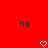 Red background with two black 'hg' text elements and two white pixelated heart symbols positioned below them.