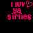 Pixelated pink text and heart symbol on black background, with one version showing a heart and the other showing a letter 'V' in the same position.