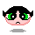 Pixelated cartoon head with black hair, green eyes, and pink skin showing four distinct facial expressions