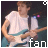 A 4-frame animated contact sheet showing a person playing an electric guitar in white shirt with teal accents, visible across four distinct frames with slight pose and text variations.