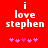Red background with white text 'i love stephen' and pink heart symbols; animation changes heart symbol positions.