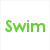 Green text 'Swim' appears above a yellow chick image with 'chick' text below it, and '4 ever!!!' text below that on a white background.