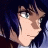 Pixelated anime-style character face on left with dark blue hair and light skin, next to black background with white text "Anime IM" above smaller cursive "com".