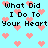 Pixelated text 'What Did I Do To Your Heart' repeated four times on a light blue background with scattered pink hearts.