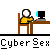 Pixelated character in yellow shirt sits at brown desk with black monitor, two identical frames show slight movement of arms and head.