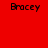 Four display the name 'Bracey' in pixelated text against red, pink, white, and light pink backgrounds