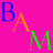 Four colored quadrants display scattered letters and symbols with a pixelated style, forming partial words across sections.