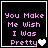 A 4-frame animated contact sheet showing a pixel art animation of pink text and heart symbols on black background, with frame-to-frame changes in the right-side symbol.