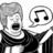 Black-and-white pixelated image of a person with raised arms, a speech bubble containing musical notes, and surrounding text about opera.