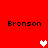 Red background with four instances of the text 'Bronson' and three pixelated heart icons in white and pink.