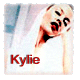 nine distinct images featuring a woman with varying poses, expressions, and color treatments including red text "Kylie" on one image