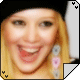 identical pixelated images showing a person with blonde hair and black headband, smiling widely with mouth open in
