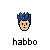Pixelated character with blue spiky hair and neutral expression, repeated across with text labels below each instance