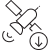 Pixelated grayscale icon showing a stylized satellite with orbit lines, two curved arrows on the left, and a circular download symbol with downward arrow on the right.