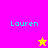 A four-quadrant displays the name 'Lauren' in cyan pixelated text on pink, red, yellow, and orange backgrounds with a yellow star in the top-right quadrant and a pink star in the bottom-left quadrant