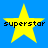 Four yellow five-pointed stars on a blue background, each with the text 'superstar' in black pixelated font below it.