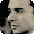 A grayscale animated sequence showing a man's face in profile with three distinct facial expressions