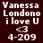 Pixelated text displays Vanessa Londono i love U <3 4-209 with blue highlight changes across frames.
