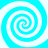 Four identical cyan and white spiral patterns arranged in a on a solid cyan background