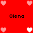 Red background with repeated heart shapes and the name 'Olena' in black text across four positions.
