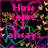 Pixelated text in bright pink on a black background with colorful abstract patterns, displaying phrases about falling for people.