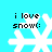 Four identical pixelated snowflakes with 'i love snow:' text on a cyan background, each showing slight variations in white pixel arrangement across observations.