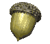 Nine pixelated acorn icons arranged in a , each with a brown cap and golden body, showing slight variations in orientation and shading