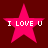 Four pink star-shaped icons with white text "I LOVE U" on a dark red background, arranged in a