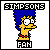 Six pixelated cartoon character portraits arranged in a , each with 'SIMPSONS' text above and 'FAN' below on white backgrounds