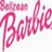 Pink cursive text spelling 'Barbie' on a white background with pixelated rendering.