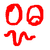 Red pixel art of a stylized figure with changing head shapes and wavy limbs