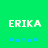 Green background with white text 'ERIKA' and blue star-like symbols below, showing animation changes in symbol positions.