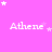 A pink background with white text reading "Athene" repeated in a , surrounded by small white stars that change position across frames