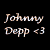 Black background with white text reading 'Johnny Depp <3 Starring in... So many great MOVIES' above six pixelated character portraits.