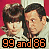 Two pixelated figures with dark hair stand side-by-side against a red background, with text reading "99 and 86" below them.