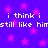 A static animated contact sheet frame showing a purple background with pink stars and repeated pixelated text "i think i still like him" in white.