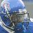 Pixelated football helmet image with blue background text listing game details and team names.