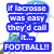 Blue lacrosse stick with white mesh netting appears in four , each containing blue text on a white background