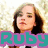 A pixelated image of a person with long brown hair against a light background, with text overlays in teal and green.