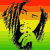 A 4-frame animated contact sheet showing a pixelated Bob Marley icon with dreadlocks against a red-yellow-green striped background, each frame depicting slight variations in hand position and facial expression.