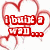 Red text on white background with heart outlines, displaying partial phrases about building a wall and seeing who loves enough to come over it.