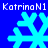 Blue background with four cyan snowflakes and repeated white text "KatrinaN1" at top and bottom.