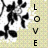 Black floral pattern on light yellow background with vertical 'LOVE' text, alternating between solid and pixelated versions.