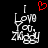 Pixelated text reads "I Love You, Ziggy" with a red heart symbol above the left side of the text on black background.