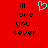 Red background with black text reading 'i'll love you 4ever' and a cyan pixelated heart symbol above the text.
