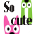 Pixelated static image featuring two cartoon characters and the text "So cute" in bold black letters against a white background.