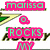 Pixelated text and symbols in bright colors on a white background with partial green-yellow shapes.